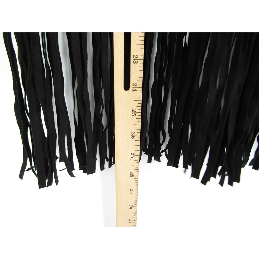 Fringe Skirt Small Black Faux Suede Tiered Western‎ Boho Whymsygoth Steampunk - Picture 8 of 10
